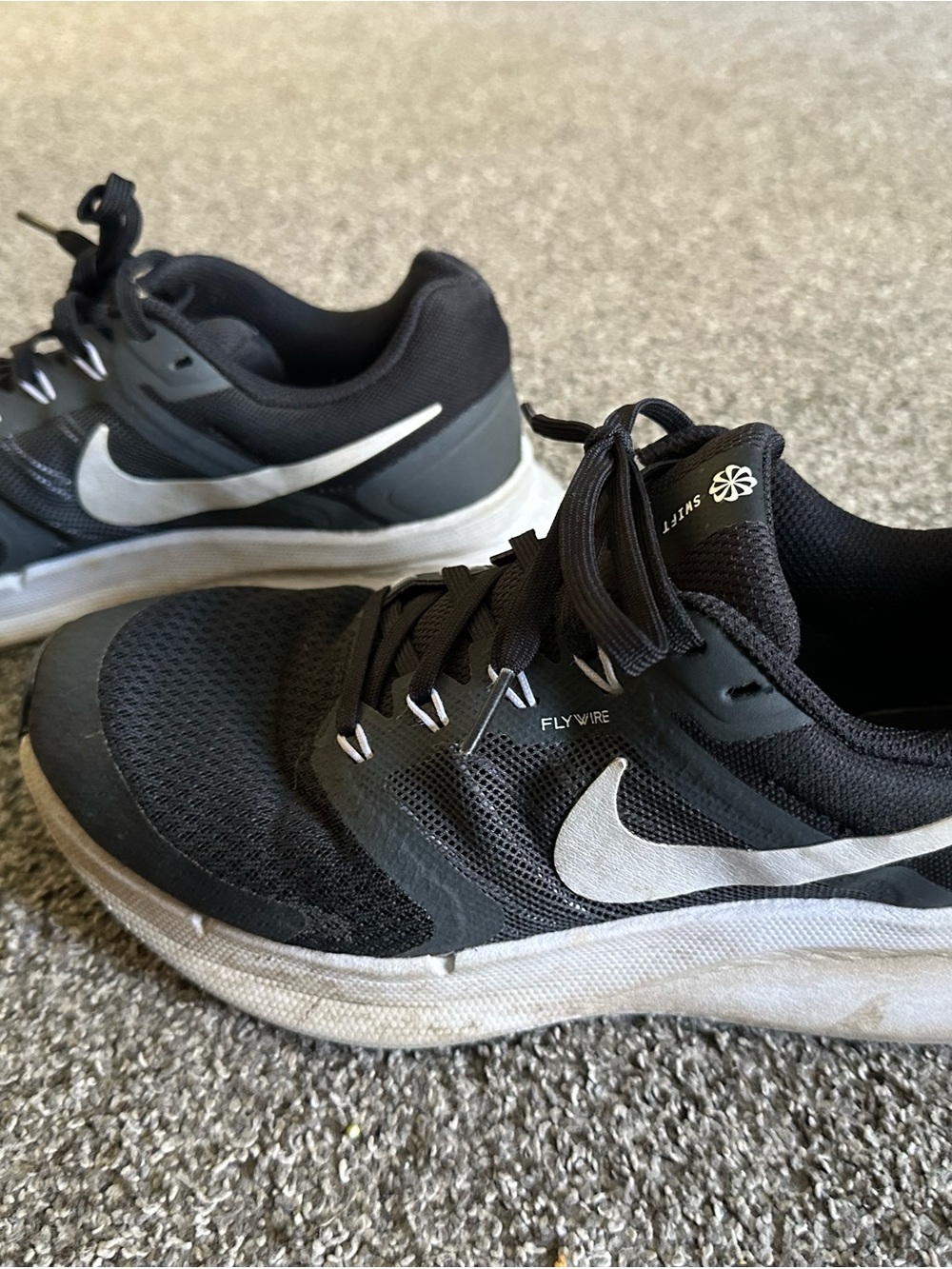 Nike Women’s Black and White Flywire Running Shoes